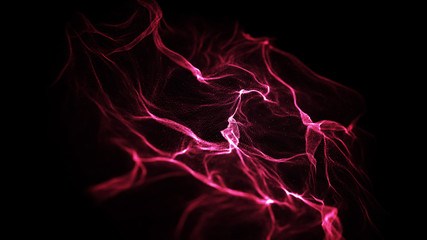 Poster - red abstract digital particles on black background with dots. high definition abstract cgi motion ba