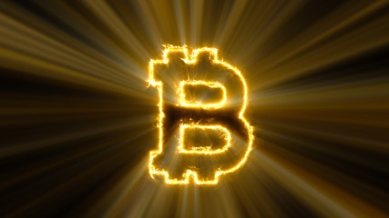 Poster - Abstract background with bitcoin sign. 3d rendering