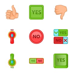 Poster - Right and wrong signs icons set, cartoon style