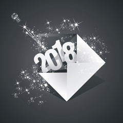 New Year 2018 greeting mail firework black background