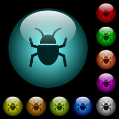 Poster - Bug icons in color illuminated glass buttons