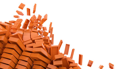 Wall Mural - Exploding toy bricks, original 3d rendering