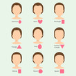 © partyvector - Set of different woman face types vector illustration character shapes girl makeup beautiful female