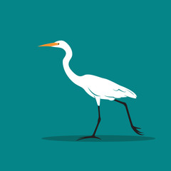 Canvas Print - Vector of Heron or egret design (Ciconiiformes, Ardeidae) on blue background. Bird, Animals.