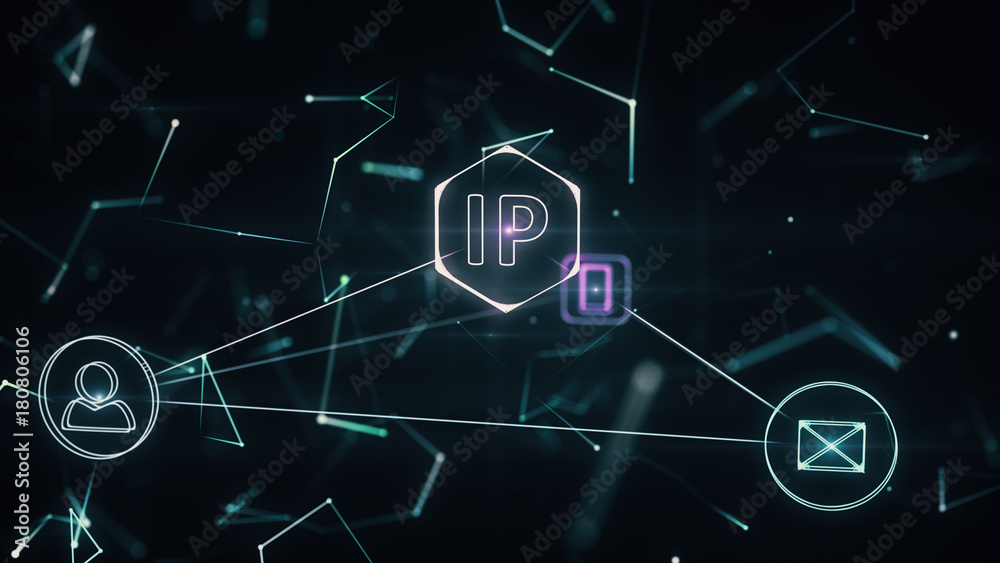 The three-dimensional network topology infographics with ip addresses ...
