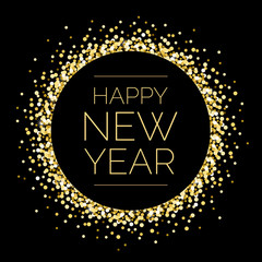 happy new year round gold sparkle illustration 1