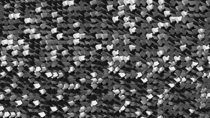 Poster - the play of light on mirror particles. the cinematographic industrial background. 3d animation. seamless loop.