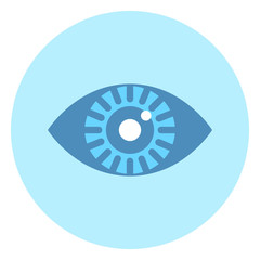 Poster - Human Eye Icon On Blue Round Background Vector Illustration