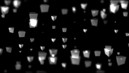 Poster - vertical movement of cubes of different size. cinematographic industrial background. 3d animation. seamless loop.