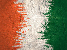 Ireland Flag Design Concept. Flag Textured By Grungy Wood Pattern. Image Relative To Travel And Politic Themes