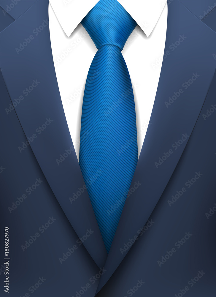 realistic suit with blue tie Stock Vector | Adobe Stock