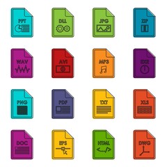 Poster - File format icons doodle set