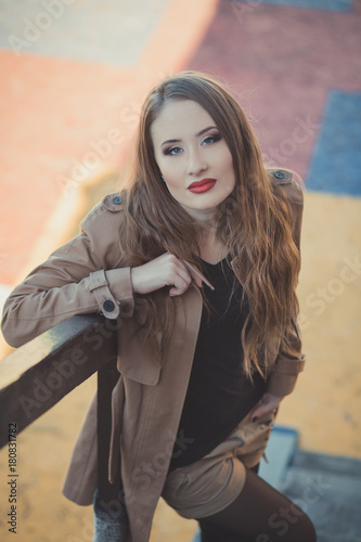 Fotografía Seductive sexy lady girl with romantic pout red lips and pinky cheeks wearing st