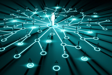 Aufkleber - Leader connecting a group of people 3D rendering