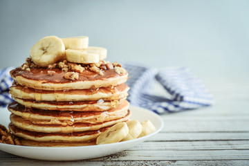 Wall Mural - Pancakes with banana