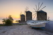 Sunrise image of the iconic windmills in Chios town.

