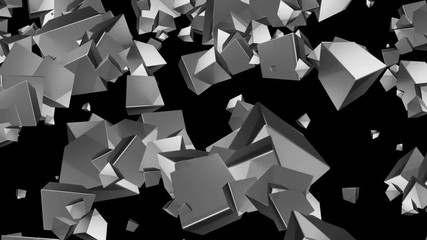 Poster - boiling cubes.cinematographic industrial background.3d animation. seamless loop.
