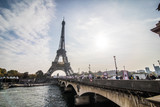 Fototapeta Boho - Paris, France - November, 2017. Eiffel tower on sunny day. Paris Best tourist Destinations in Europe