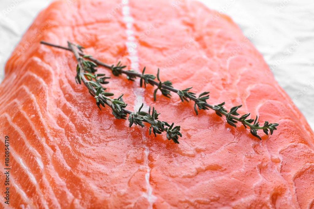 Fresh raw salmon fillet, closeup