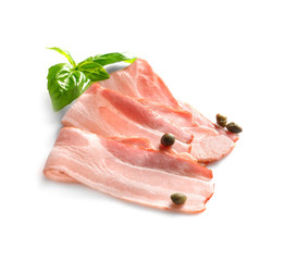 Poster - Rashers of bacon on white background