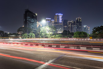 Poster - Traffic night rush in Jakarta, Indonesia capital city.