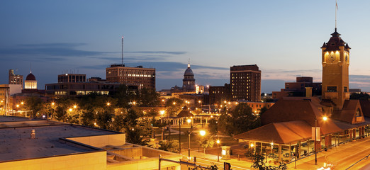 Wall Mural - Springfield panorama with old and new State Capitol Buildings