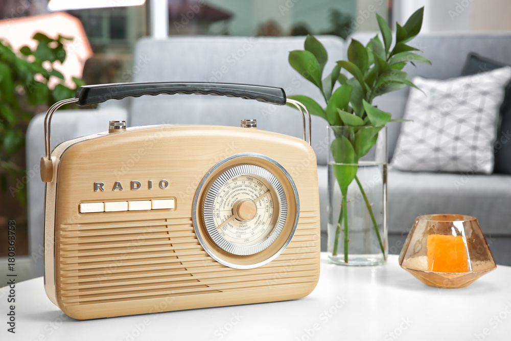 Retro radio on table