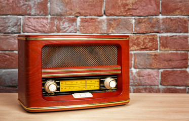 Retro radio on table