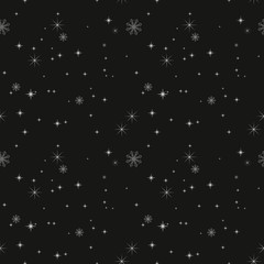 Aufkleber - Seamless pattern of snowflakes on a black background