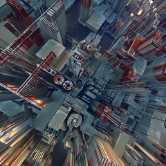 Poster - Abstract colored futuristic techno pattern. Digital 3d illustration
