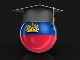 Poster - Graduation cap and flag of Liechtenstein. Image with clipping path
