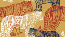 Seamless Pattern With Tiger