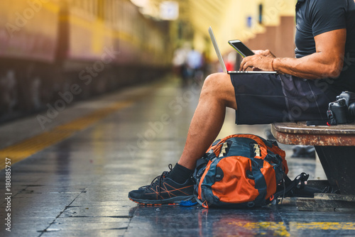 Fotografía Digital nomad with backpack