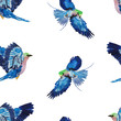 blue bird watercolor pattern