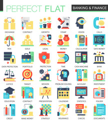 Poster - Banking and finance vector complex flat icon concept symbols for web infographic design.