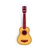 Ukulele vector realistic illustration, yellow small soprano ukulele logo for music shop or web. Hawaiian guitar, national musical instrument.