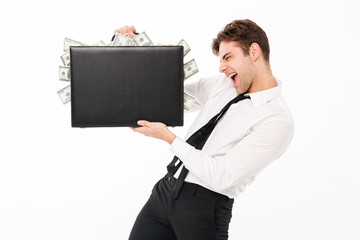 Canvas Print - Portrait of a happy excited businessman