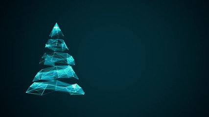 modern future christmas tree with copy space for season greetings message or logo on blue background