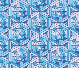 Wall Mural - Abstract winter ice vector illustration. Blue mosaic geometry seamless pattern.