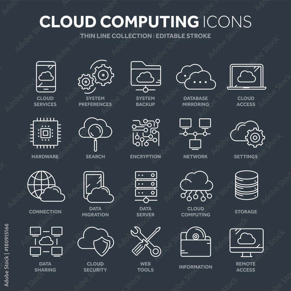 Cloud omputing. Internet technology. Online services. Data, information ...
