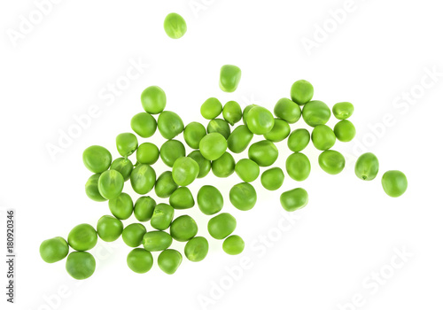 Fotografía Green peas isolated on a white background. Top view.