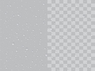 transparent drop on a gray background