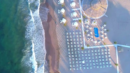 Wall Mural - Top View Aerial Video Of Beauty Nature Landscape With Beach,houses,rocks,water