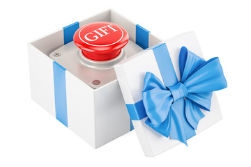 Poster - Gift box with gift button, 3D rendering