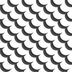 Poster - Abstract vector seamless pattern with circles on white background. Flat illustration of grey moons. Color image with geometric figures. Hipster filing. The composition of scales. Cute print