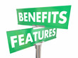 Features Benefits Road Sign Two Way Direction Product Advantage 3d Illustration