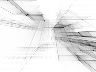 Poster - Abstract  black background element on white. Perspective composition of grids and matrix patterns. Detailed fractal graphics. Information technology concept.