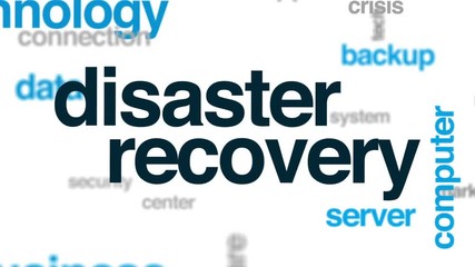 Wall Mural - Disaster recovery animated word cloud, text design animation.