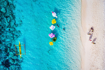 Wall Mural - Aerial view of beach in Boracay Island, Western Visayas, Philippines.