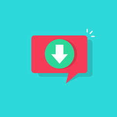 Poster - Download icon in bubble push notification vector illustration isolated on color background